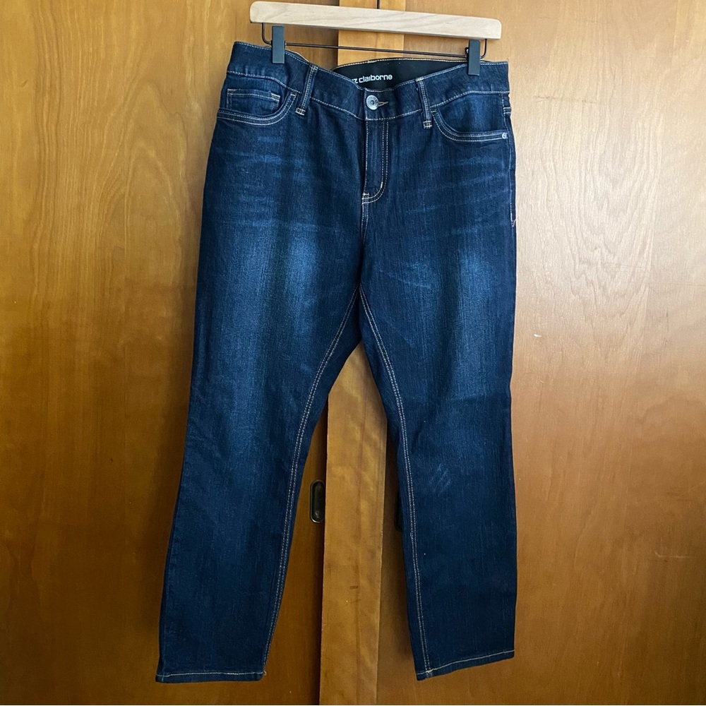Liz Claiborne Dark Wash Skinny Denim Jeans 12 Petite Short